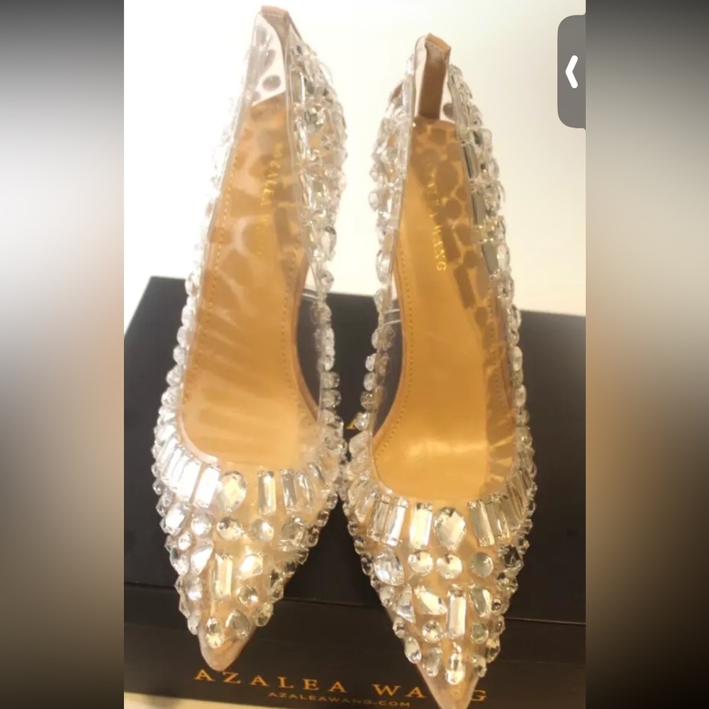 AZALEA WANG 12TH TRIBE STYLE BONNIE GLASS RHINESTONE CLEAR PRINCESS SHOE 8M